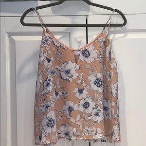 Lush Peach Tank Blouse with Flowers